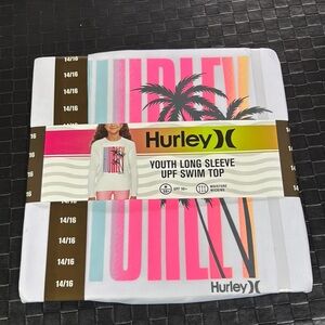 Hurley UPF 50+ Long sleeve swim top,moisture wick,logo graphic,palm tree graphic